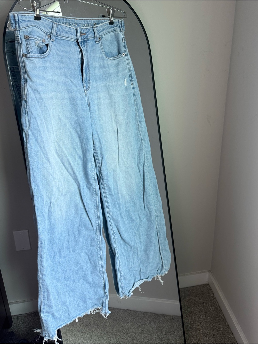 American Eagle Super High Rise Baggy Wide Leg Jeans 90s Skater Women 6 short